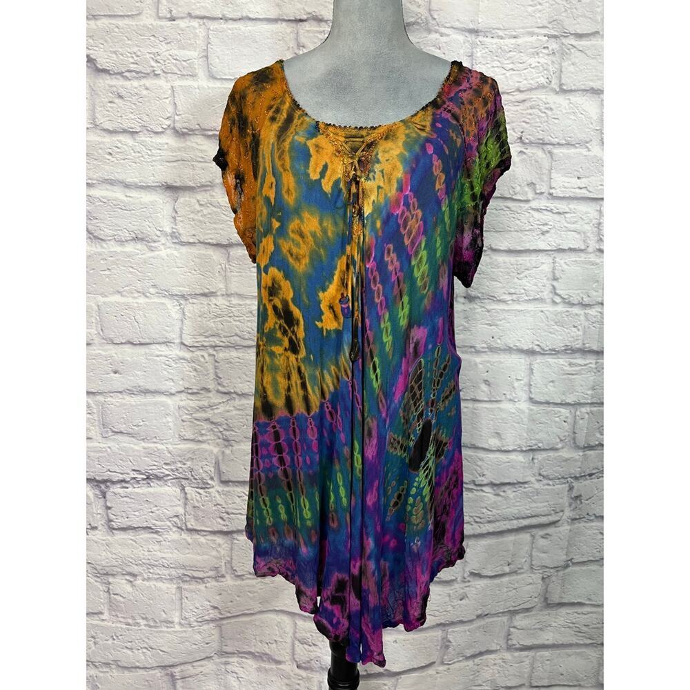 Lapogee Vibrant Tie Dye Front Lace Bollywood Blouse